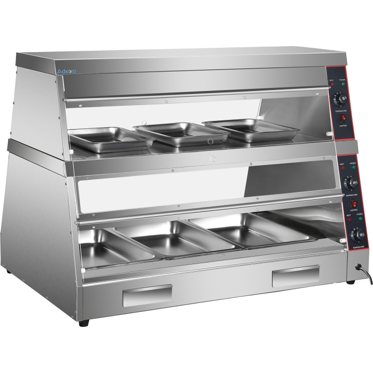 Commercial Two-Tier Heated Showcase Food and Chicken Warmer 1200x760x860mm Countertop Dry Heat and Wet Heat - CEHW6PB Commercial Two-Tier Heated Showcase Food and Chicken Warmer 1200x760x860mm Countertop Dry Heat and Wet Heat - CEHW6PB