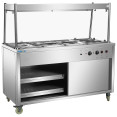 Commercial Mobile Bain Marie Food Service Counter with Hot Cupboard and Heated Gantry | CaterEq CEHXHYH4WS