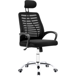 Mesh Office Chair with Headrest Black & Chrome - CEHY805