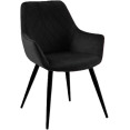 Bistro Dining Chair with Armrests Black Velvet Fabric Diamond Stitching Indoors & Outdoors 570x660x880mm | CaterEq CEHYDC041BLACK