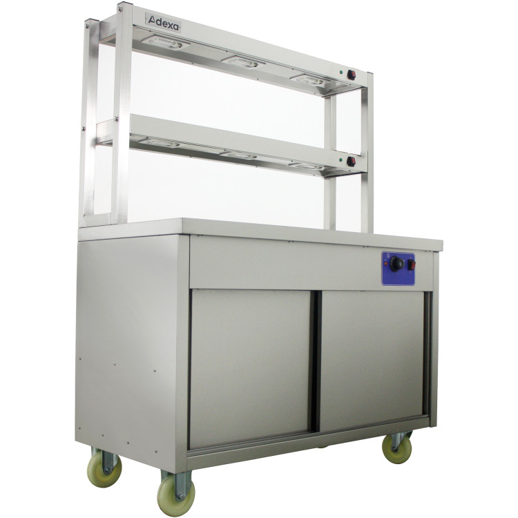 Mobile Flat Top Hot Cupboard with 2 tier Heated Gantry 1200mm - CEHYH12HD