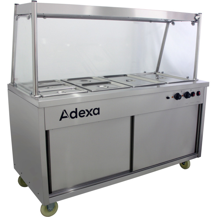 Mobile Food Service Counter with Bain Marie Top and Hot Cupboard - CEHYH4WS