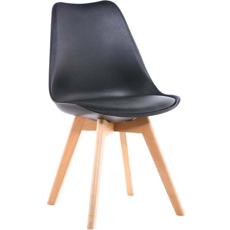 Bistro Dining Chair PP Seat with Beech Wood Legs Black - CEHYL053D1