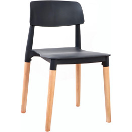 Bistro Dining Chair PP Seat with Beech Wood Legs Black - CEHYL088