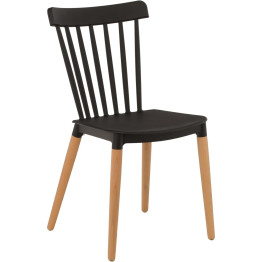 Bistro Dining Chair Straight Back PP Seat with Beech Wood Legs Black - CEHYW01
