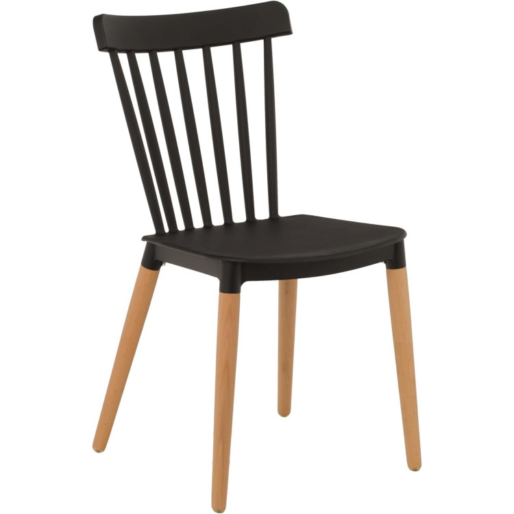 Bistro Dining Chair Straight Back PP Seat with Beech Wood Legs Black - CEHYW01