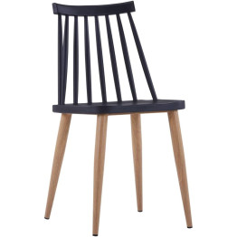 Bistro Dining Chair Straight Back PP Seat with Metal Legs Black - CEHYW02