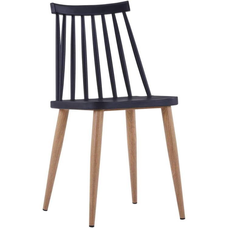 Bistro Dining Chair Straight Back PP Seat with Metal Legs Black - CEHYW02