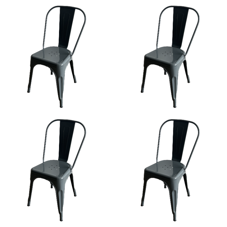 Vintage Industrial Metal Dining Bistro Chair Steel Grey Finish | CaterEq CEHYX5031STEELGREY