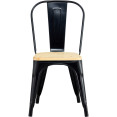 Bistro Dining Chair with Wooden seat Steel Black Indoors - CEHYX503F2