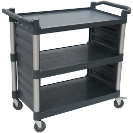 Professional 3-Tier Utility Trolley with Side Panels Grey Polypropylene 1010x500x980mm | CaterEq CEHZMCC5013 Professional 3-Tier Utility Trolley with Side Panels Grey Polypropylene 1010x500x980mm | CaterEq CEHZMCC5013