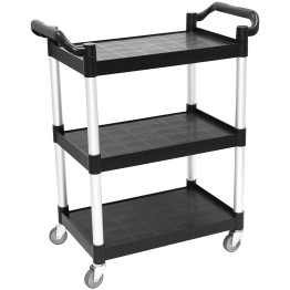 Professional 3-Tier Utility Trolley Black Polypropylene 790x420x940mm | CaterEq CEHZMCC502 Professional 3-Tier Utility Trolley Black Polypropylene 790x420x940mm | CaterEq CEHZMCC502