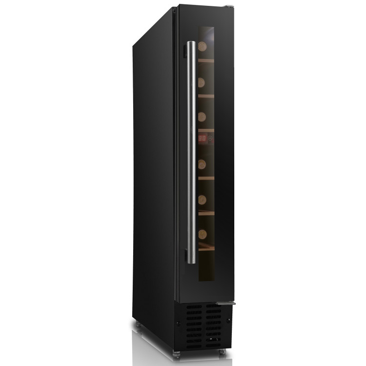 Professional Slimline Glass Front Wine Cooler 7 Bottles 20 Litres Black - CEJC22A1EQ