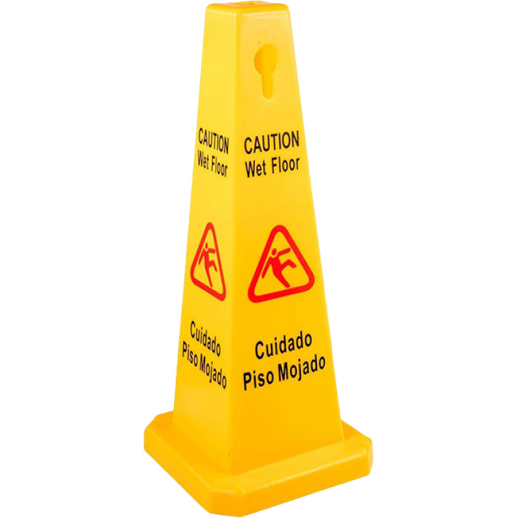 Yellow Caution Wet Floor Safety Cone English & Spanish 270x270x660mm | CaterEq CEJGM1204