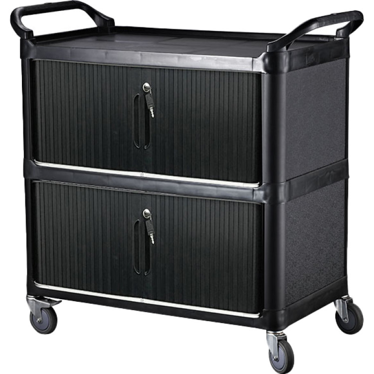 Professional 3-Tier Busing Trolley Cart with Lockable Doors 1020x500x960mm | CaterEq CEJGM710 Professional 3-Tier Busing Trolley Cart with Lockable Doors 1020x500x960mm | CaterEq CEJGM710