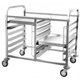 Double Rack/Tray/Pan Trolley Stainless Steel Bakery 600×400mm 6×2 Tier 900×820×950mm | CaterEq CEJSN240