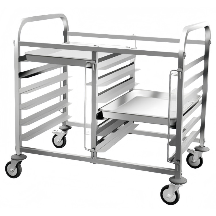 Double Rack/Tray/Pan Trolley Stainless Steel Bakery 600×400mm 6×2 Tier 900×820×950mm | CaterEq CEJSN240 Double Rack/Tray/Pan Trolley Stainless Steel Bakery 600×400mm 6×2 Tier 900×820×950mm | CaterEq CEJSN240