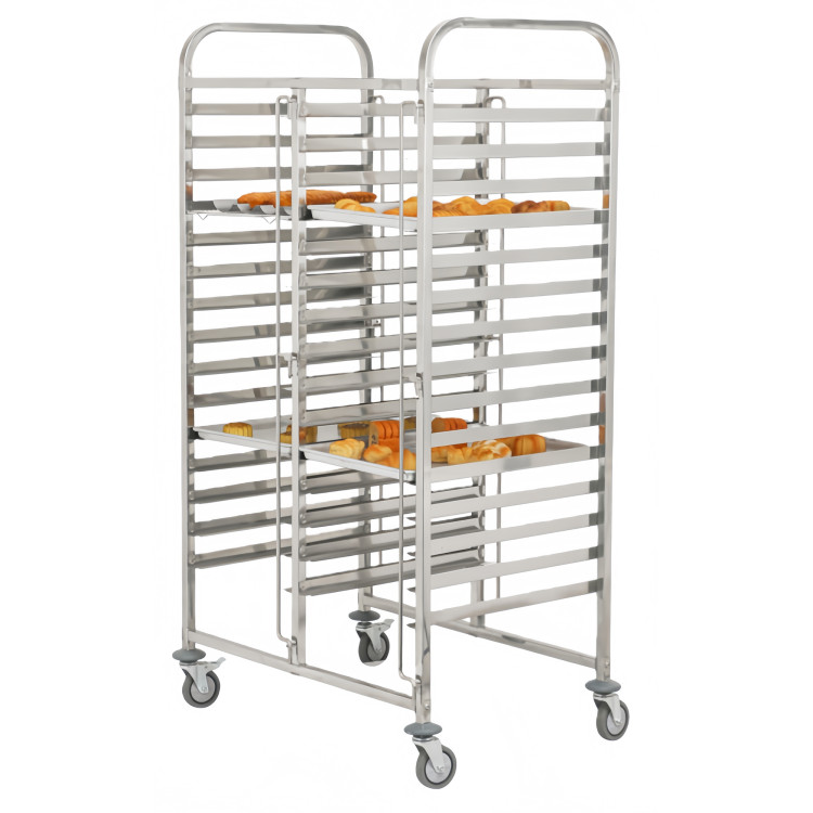 Double Rack/Tray/Pan Trolley Stainless Steel Bakery 600×400mm 15×2 Tier 900×820×1700mm| CaterEq CEJSN242 Double Rack/Tray/Pan Trolley Stainless Steel Bakery 600×400mm 15×2 Tier 900×820×1700mm| CaterEq CEJSN242