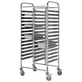 Double GN Pan Trolley Stainless Steel 1/1 GN 15×2 Tier 740×550×1700mm | CaterEq CEJSN250
