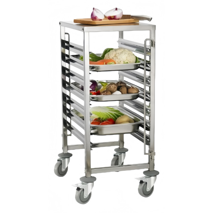 GN Pan Trolley Stainless Steel 1/1 GN With Table 7 Tier 380×550×950mm | CaterEq CEJSN252