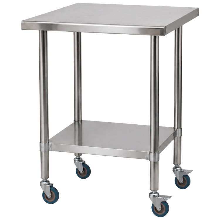 Commercial Stainless Steel Mobile Work Table with Undershelf & Castors 600x600x900mm | CaterEq CEJSN306