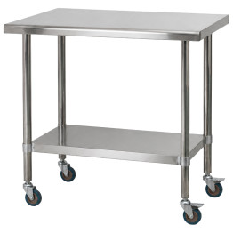 Commercial Stainless Steel Mobile Work Table with Undershelf & Castors 900x600x900mm | CaterEq CEJSN308