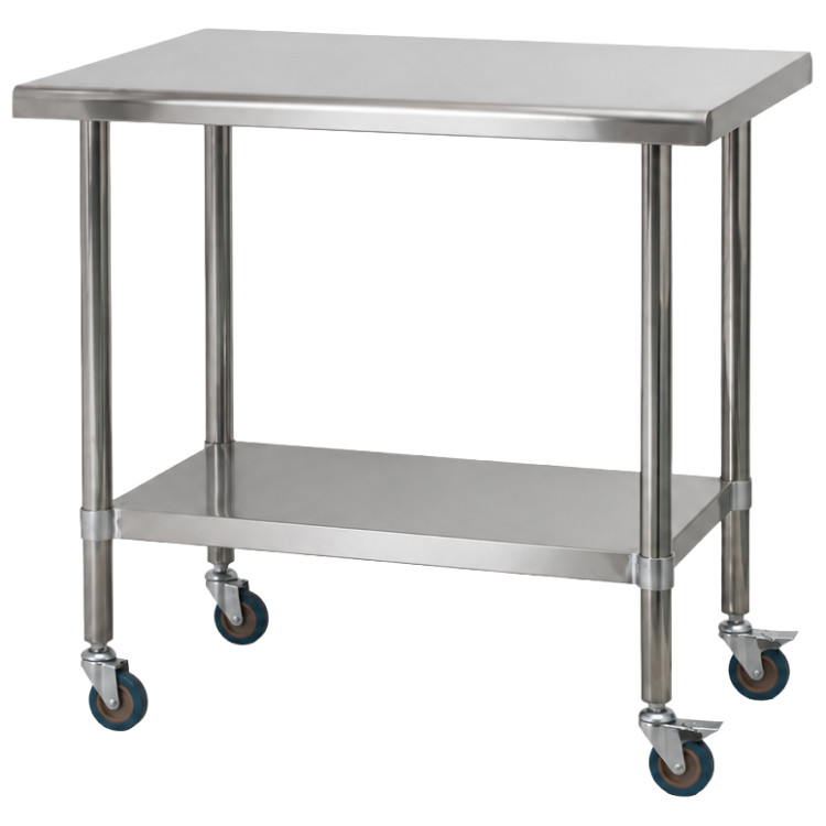 Commercial Stainless Steel Mobile Work Table with Undershelf & Castors 900x600x900mm | CaterEq CEJSN308
