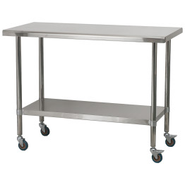 Commercial Stainless Steel Mobile Work Table with Undershelf & Castors 1200x600x900mm | CaterEq CEJSN310