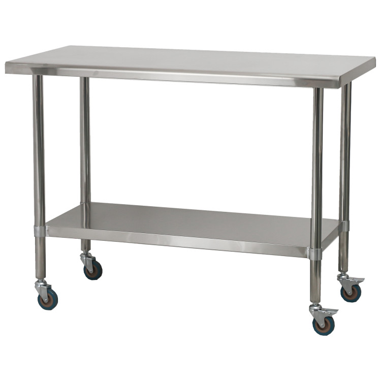 Commercial Stainless Steel Mobile Work Table with Undershelf & Castors 1200x600x900mm | CaterEq CEJSN310
