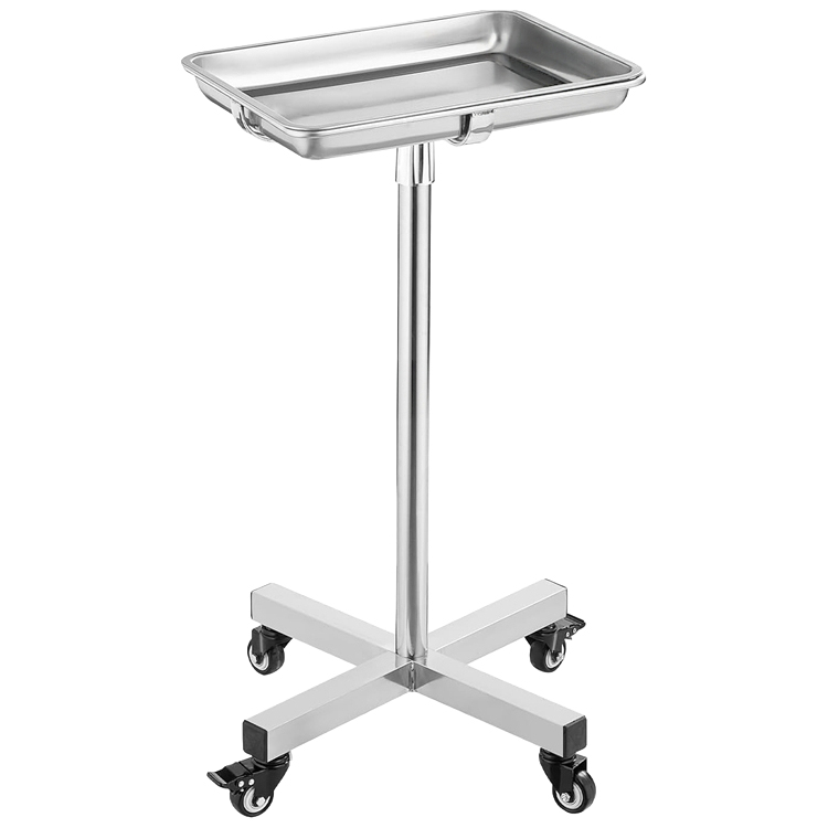 Commercial Stainless Steel Adjustable Medical Instrument Tray Trolley 510x510x840-1320mm | CaterEq CEJSN330