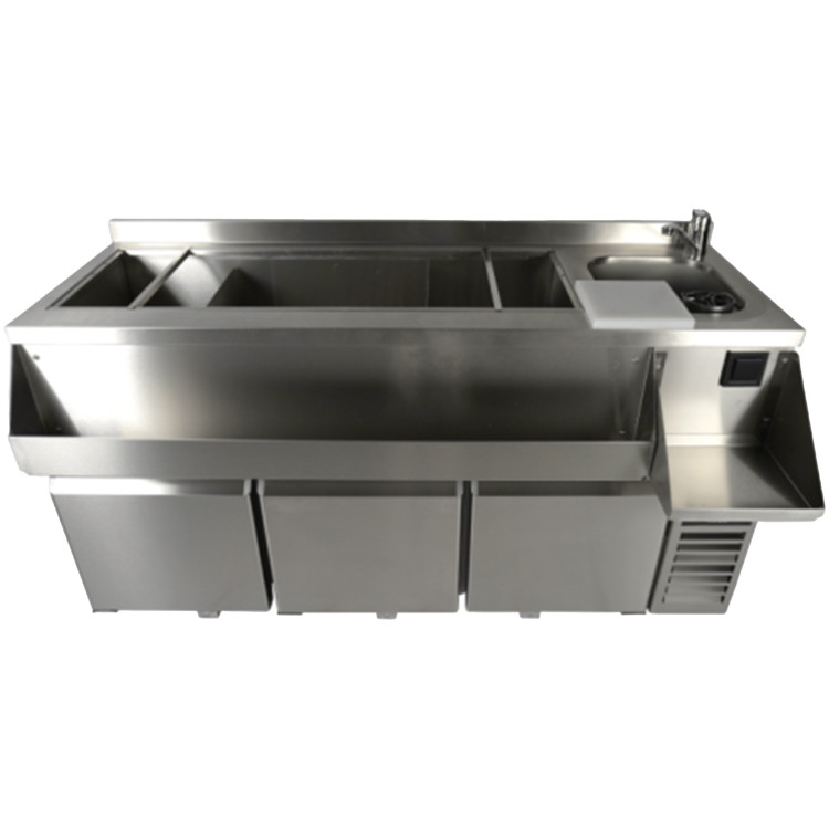 3 Door Counter Fridge with Cocktail Station Top, Ice Bin and Sink 1795×718×955mm | CaterEq CEJTA504 3 Door Counter Fridge with Cocktail Station Top, Ice Bin and Sink 1795×718×955mm | CaterEq CEJTA504