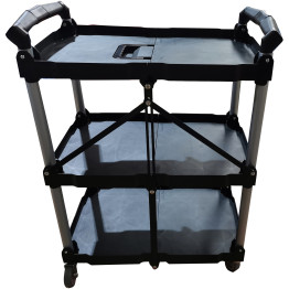 Professional Folding Utility Trolley 3 tier Black 651x392x832mm - CEJYFUC02