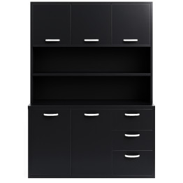 Heavy Duty Steel Upright Storage Cabinet with 4 Doors and 3 Drawers, 1900x1190mm Black | CaterEq CEJYKM03BLACK