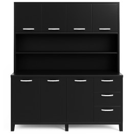 Heavy Duty Steel Upright Storage Cabinet with 7 Doors and 3 Drawers, 1900x1600mm Black | CaterEq CEJYKM04BLACK
