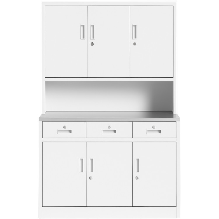 Heavy Duty Steel Upright Storage Cabinet with 6 Doors and 3 Drawers, 1850x1200mm White | CaterEq CEJYM2WHITE