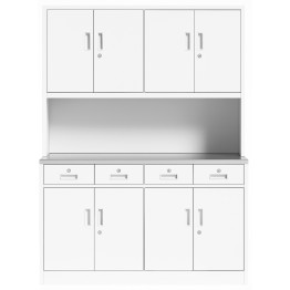 Heavy Duty Steel Upright Storage Cabinet with 8 Doors and 4 Drawers, 1850x1500mm White | CaterEq CEJYM3WHITE