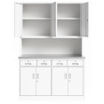 Heavy Duty Steel Upright Storage Cabinet with 8 Doors and 4 Drawers, 1850x1500mm White | CaterEq CEJYM3WHITE