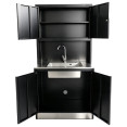 Heavy Duty Steel Upright Cabinet with Integrated Sink and 4 Doors, 1850x900mm Black | CaterEq CEJYM4BLACK