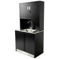 Heavy Duty Steel Upright Cabinet with Integrated Sink and 4 Doors, 1850x900mm Black | CaterEq CEJYM4BLACK