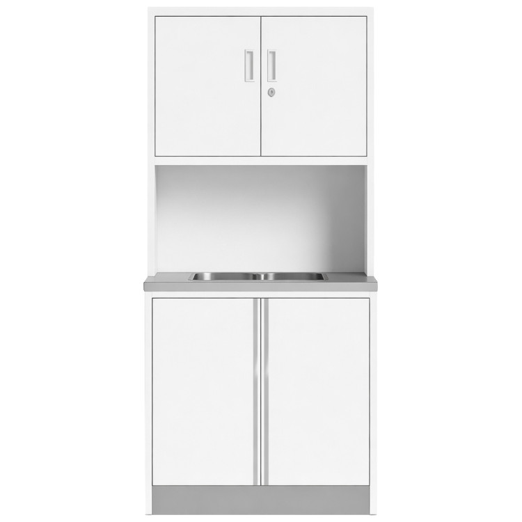 Heavy Duty Steel Upright Cabinet with Integrated Sink and 4 Doors, 1850x900mm White | CaterEq CEJYM4WHITE
