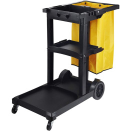 Professional Janitor/Cleaning Trolley Black with Lid 1200x520x990mm - CEJYXMC301BLACK