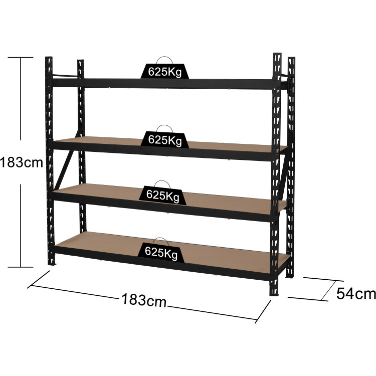 Industrial 4-Tier Heavy-Duty Shelving Unit 2500kg Capacity (625kg per shelf) 1830x540x1830mm | CaterEq CEKIT600 Industrial 4-Tier Heavy-Duty Shelving Unit 2500kg Capacity (625kg per shelf) 1830x540x1830mm | CaterEq CEKIT600
