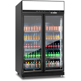 Commercial Top-Mounted Upright Display Freezer with Double Glass Door 985 Litres Black - CEKLD1253BLACK