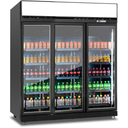 Commercial Top-Mounted Upright Display Freezer with Triple Glass Door 1531 Litres Black - CEKLD1880BLACK