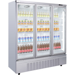 Commercial Upright Display Refrigerator 1575 Litres 3 Glass Doors 5 Shelves Ventilated Cooling 1875x740x2100mm - CEKOBE204