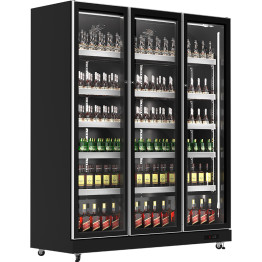 Commercial Upright Display Refrigerator 1050 Litres 3 Glass Doors 5 Shelves Ventilated Cooling 1650x600x1985mm - CEKOBE208