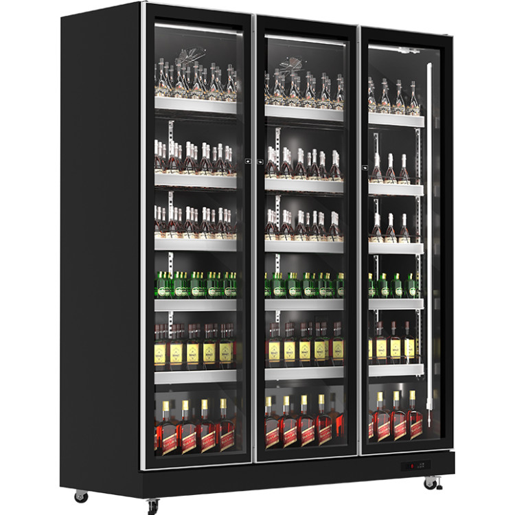 Commercial Upright Display Refrigerator 1050 Litres 3 Glass Doors 5 Shelves Ventilated Cooling 1650x600x1985mm - CEKOBE208