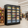 B GRADE Commercial Upright Display Refrigerator 1050 Litres 3 Glass Doors 5 Shelves Ventilated Cooling 1650x600x1985mm | CaterEq KOBE208 B GRADE 