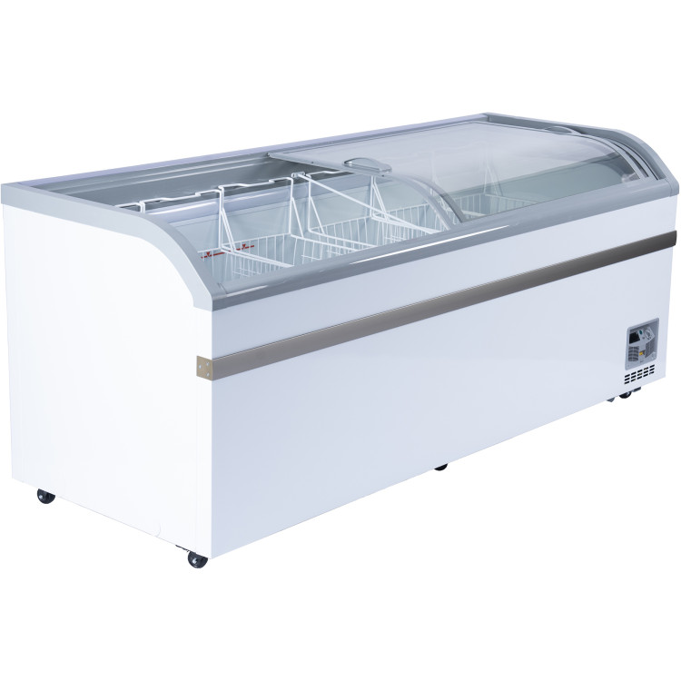 Commercial Horizontal Display Freezer 700 Litres 2 Glass Doors 6 Shelves 2000x757x858mm Ventilated Cooling - CEKOBE216