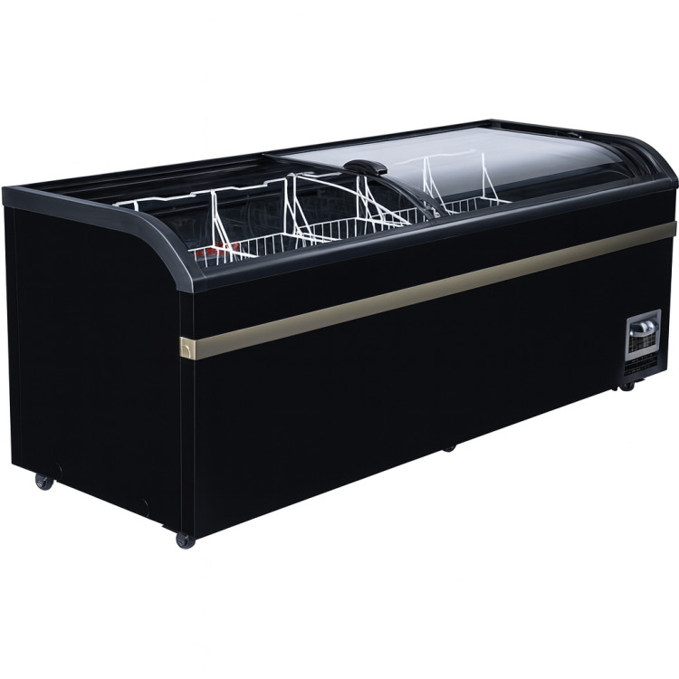 Commercial Horizontal Display Freezer with Shelves 750 Litres 2 Glass Doors 1900x850x850mm Ventilated Cooling Automatic Defrost - CEKOBE220